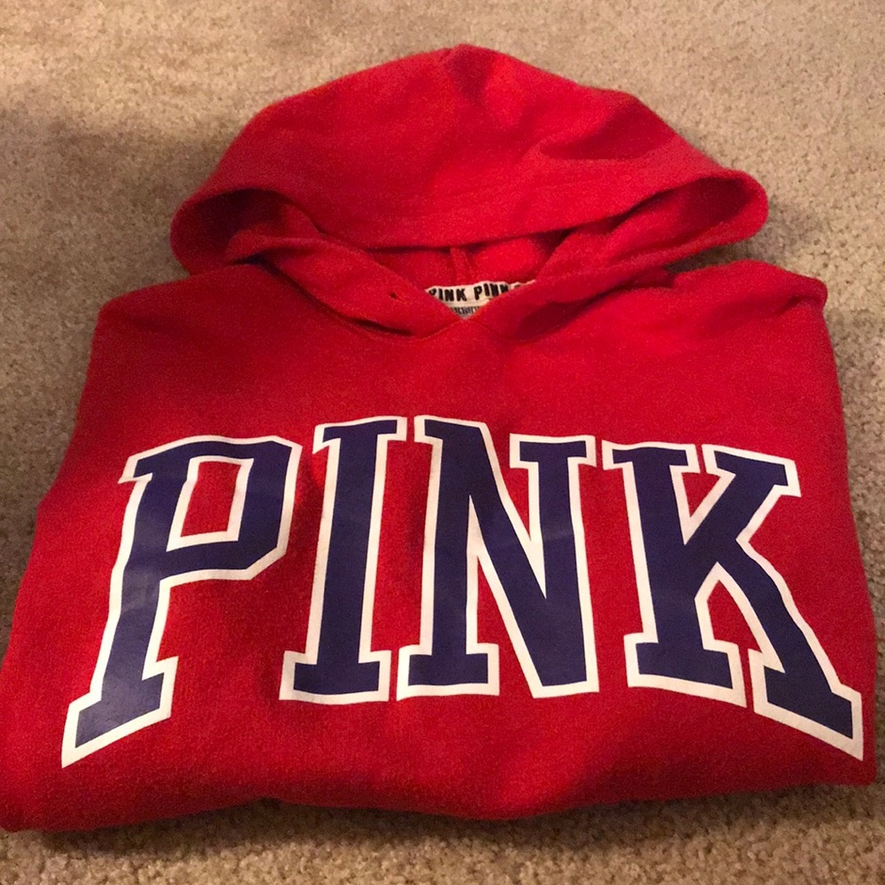 Red PINK Crop Sweatshirt - Worn Style